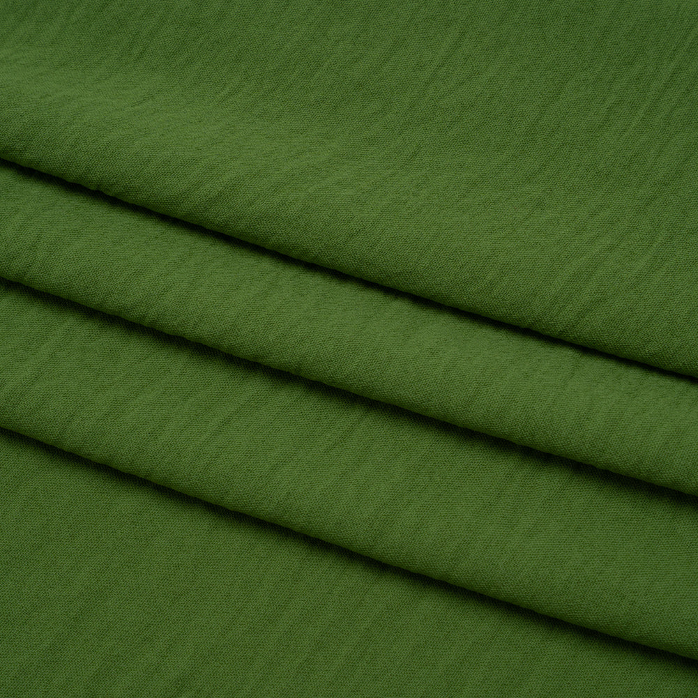 Crinkled Polyester Crepe - Kale Green - Designer Deadstock