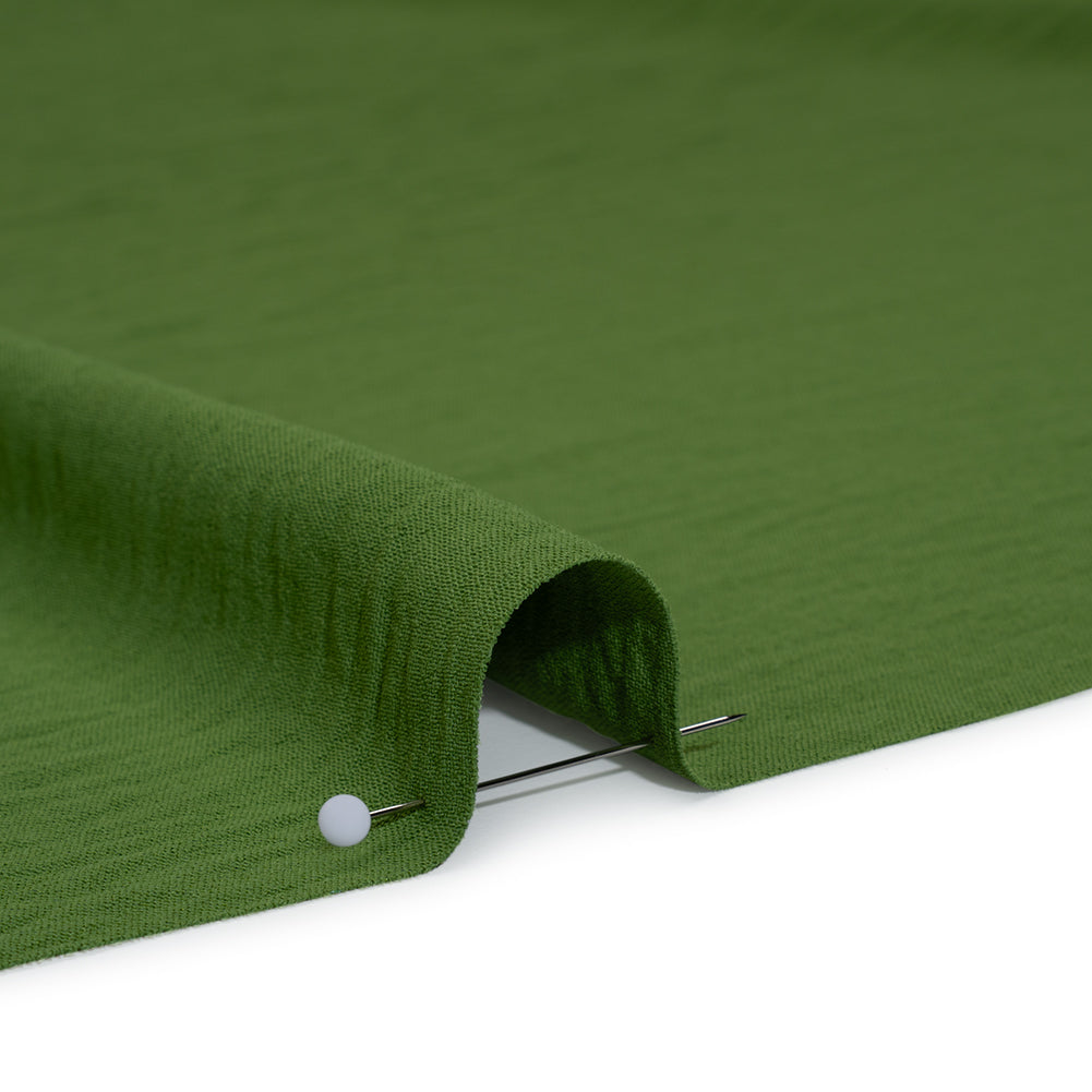 Crinkled Polyester Crepe - Kale Green - Designer Deadstock
