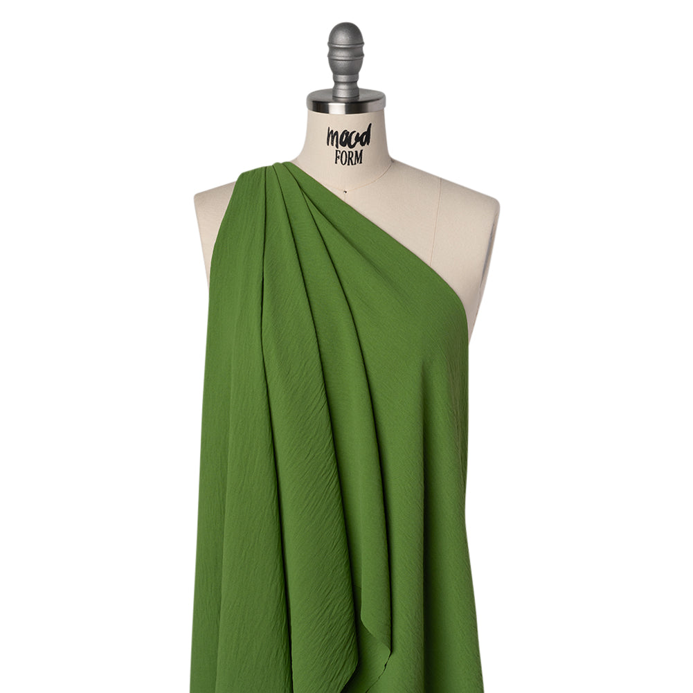 Crinkled Polyester Crepe - Kale Green - Designer Deadstock