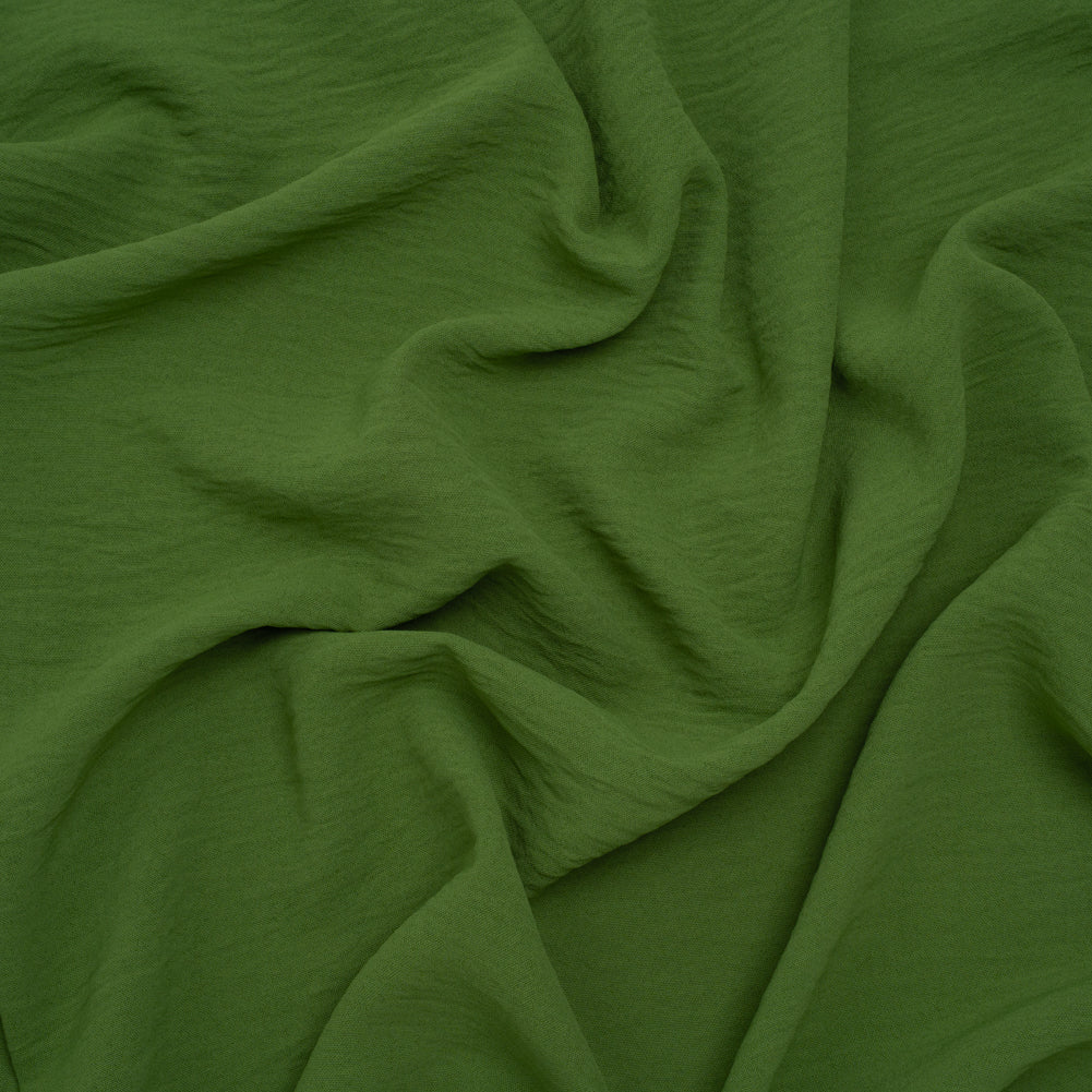Crinkled Polyester Crepe - Kale Green - Designer Deadstock