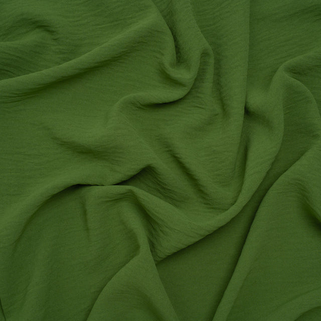 Crinkled Polyester Crepe - Kale Green - Designer Deadstock
