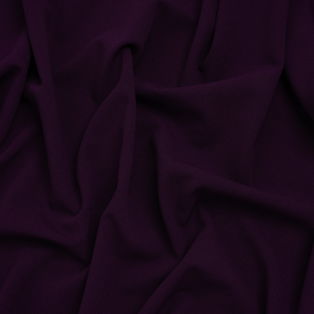 Stretch Polyester Crepe Double Knit - Plum Purple - Designer Deadstock