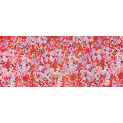 Crinkled Polyester Chiffon Print - Pink, Coral and Fuchsia Watercolor Flowers - Designer Deadstock