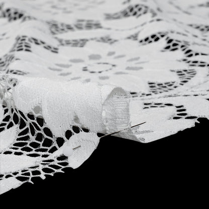 Nylon and Cotton Re-Embroidered Lace - Ivory Floral - Designer Deadstock