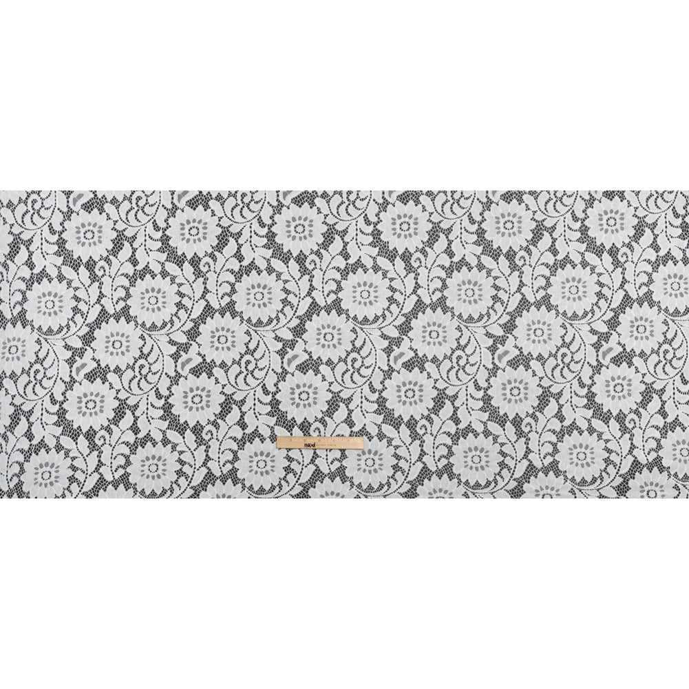 Nylon and Cotton Re-Embroidered Lace - Ivory Floral - Designer Deadstock