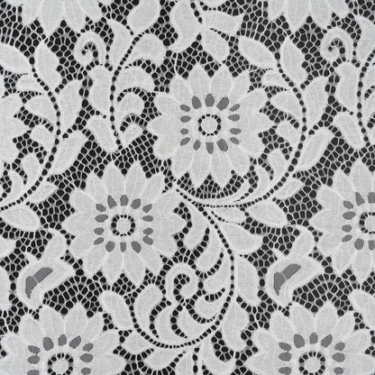 Nylon and Cotton Re-Embroidered Lace - Ivory Floral - Designer Deadstock