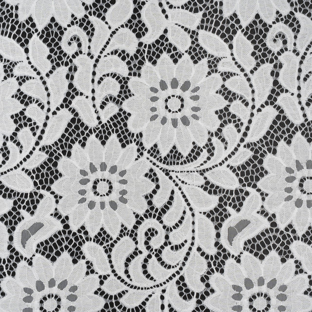 Nylon and Cotton Re-Embroidered Lace - Ivory Floral - Designer Deadstock