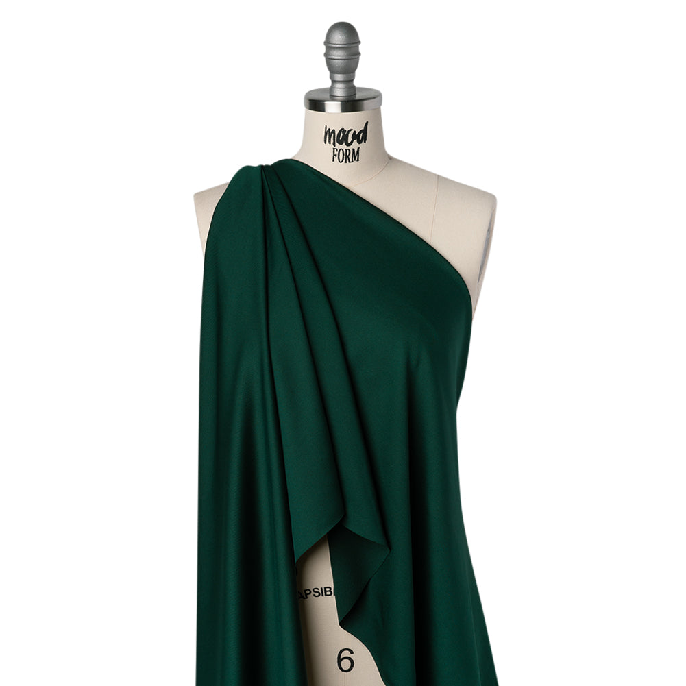 Stretch Polyester Crepe Double Knit - Emerald Green - Designer Deadstock