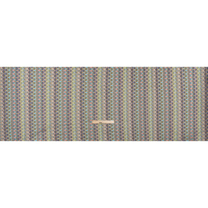 Polyester Knit Lace - Purple, Teal and Pink Feather Stripes - Designer Deadstock