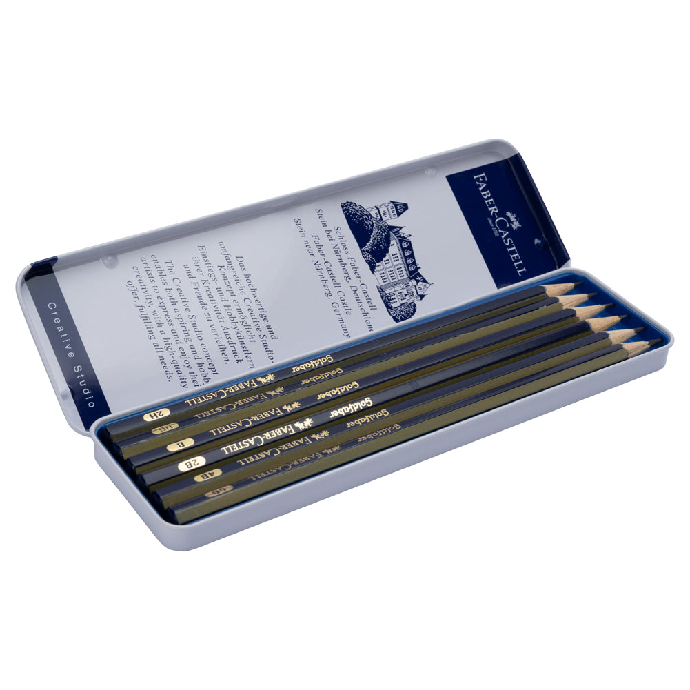 Faber-Castell 6pc Creative Studio Pencil Tin - 2H, HB, B, 2B, 4B, 6B - Folded