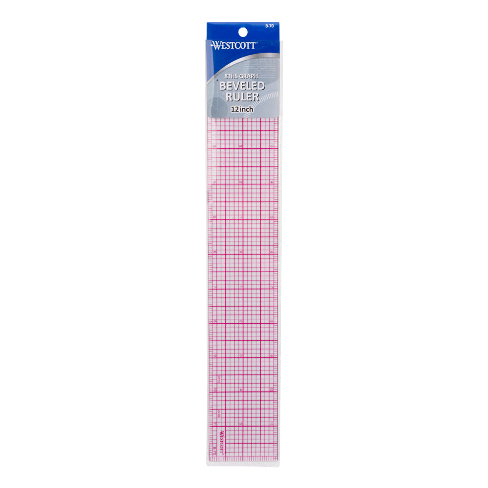 Westcott 8ths Graph Beveled Plastic Ruler - 12" x 2"