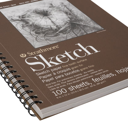 Strathmore 400 Series Spiral Sketchbook, Micro Perforated - 100 Sheets, 60lb - 9" x 12"