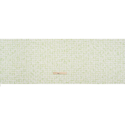 Tweedy Polyester Boucle - White and Lime Green Plaid - Deadstock
