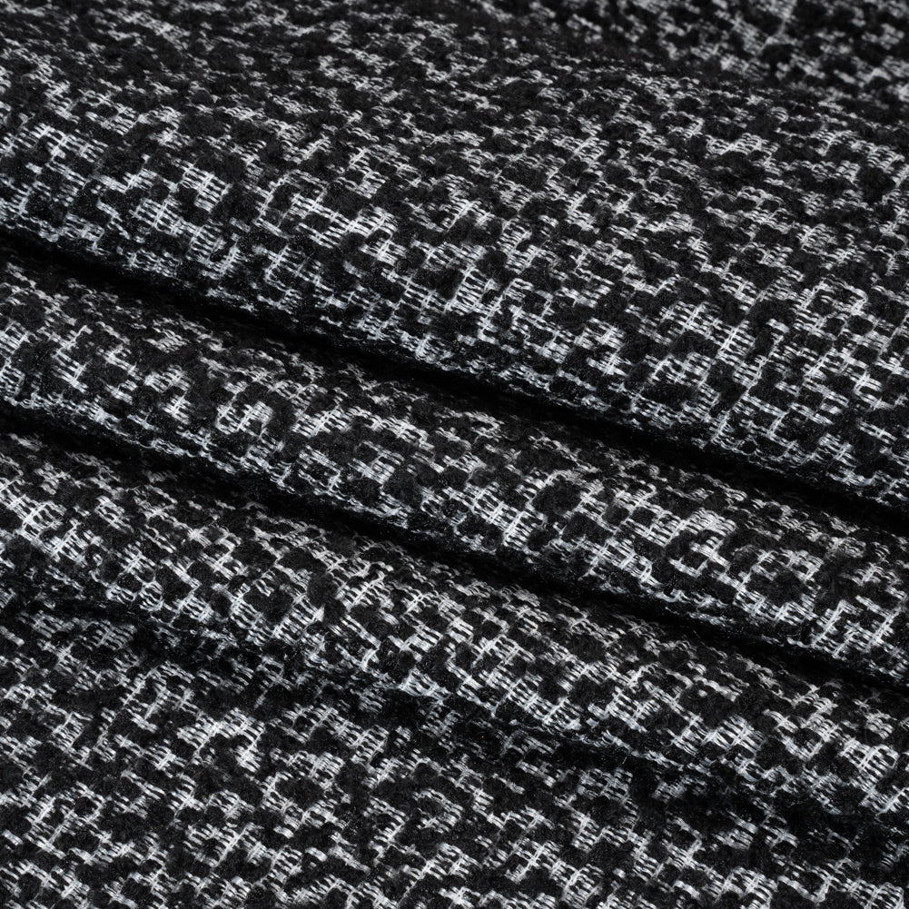 Tweedy Boucle - Black and White Abstract - Deadstock - Folded