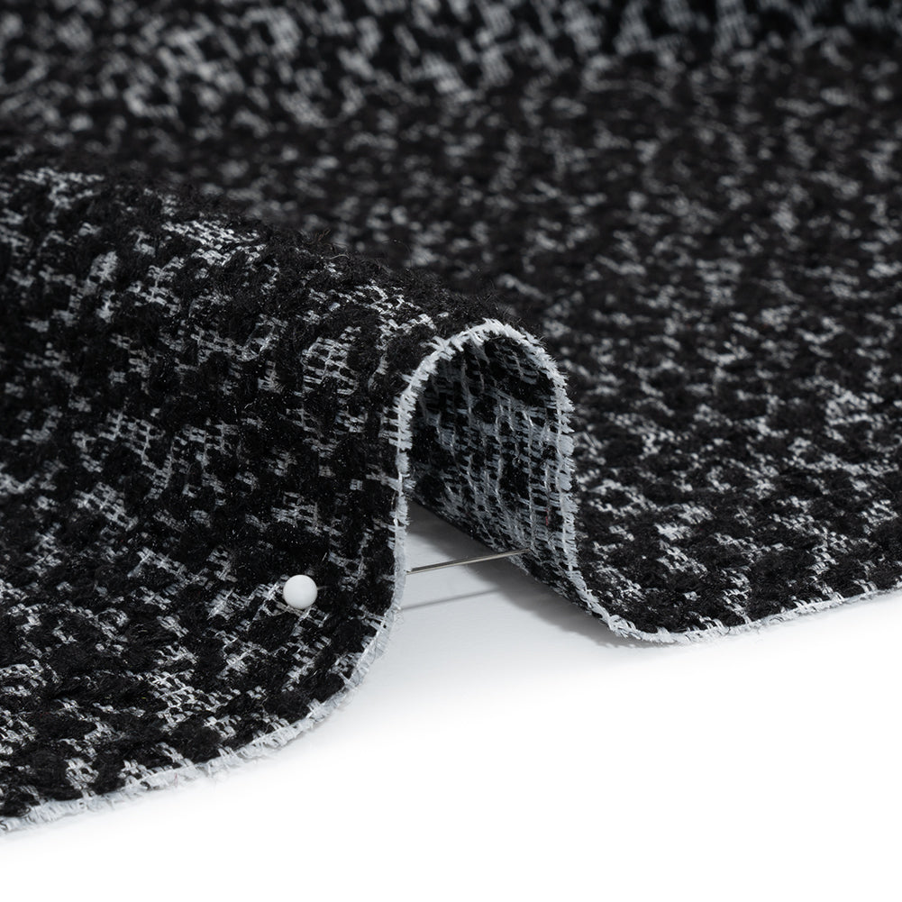 Tweedy Boucle - Black and White Abstract - Deadstock - Detail