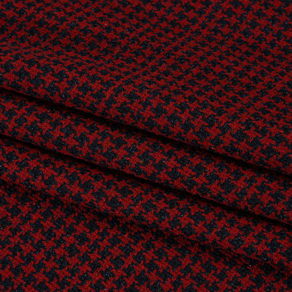 Metallic Tweed - Red and Navy Houndstooth - Deadstock