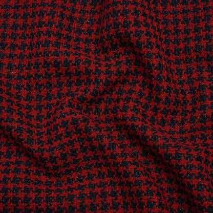 Metallic Tweed - Red and Navy Houndstooth - Deadstock