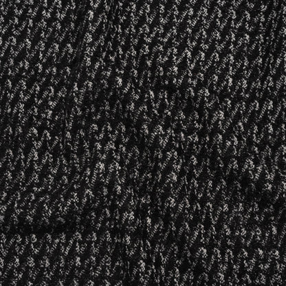 Tweedy Boucle with Metallic Eyelash Fringe - Black and White Abstract Zig Zags - Deadstock