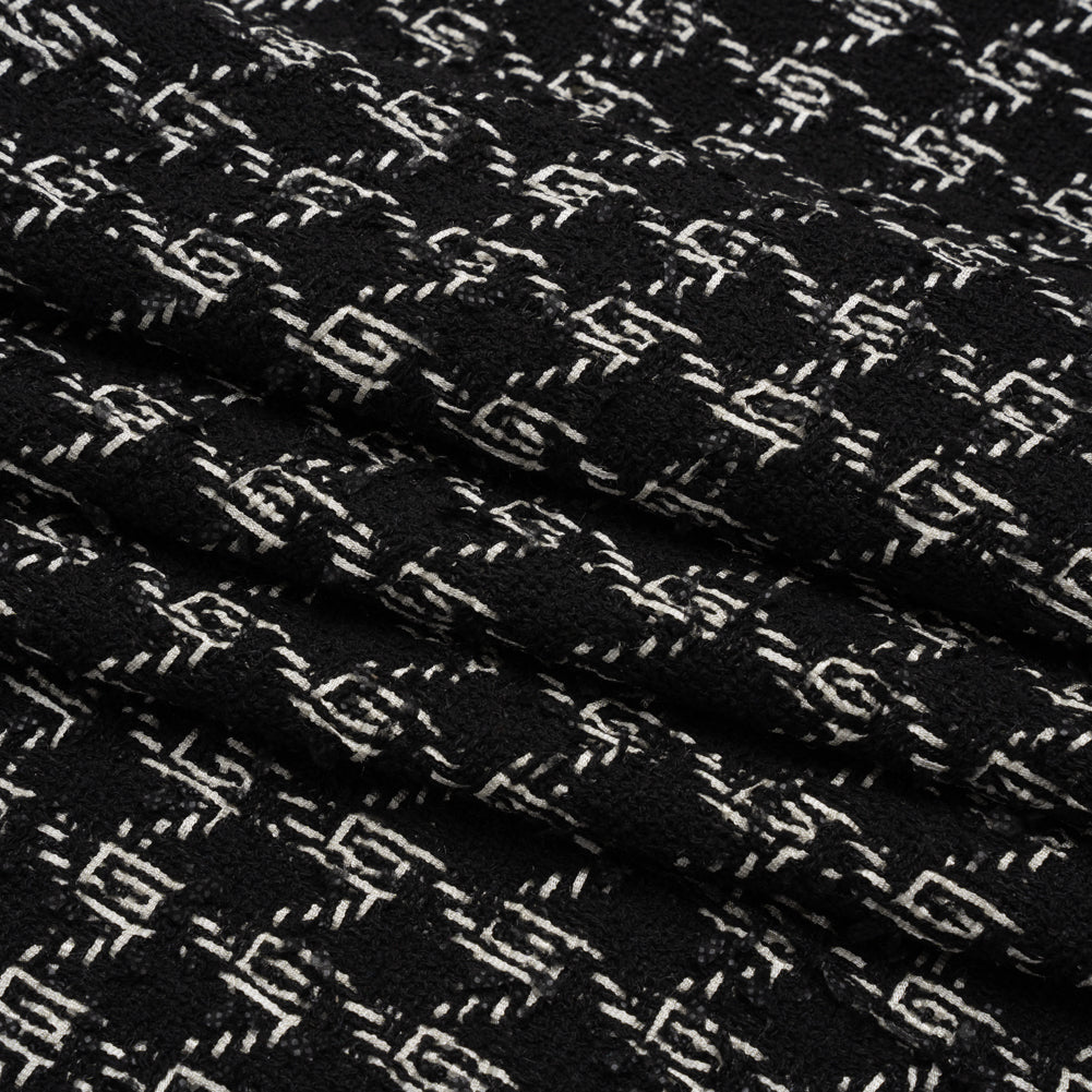Crepe Polyester Woven - Black and White Plaid - Deadstock