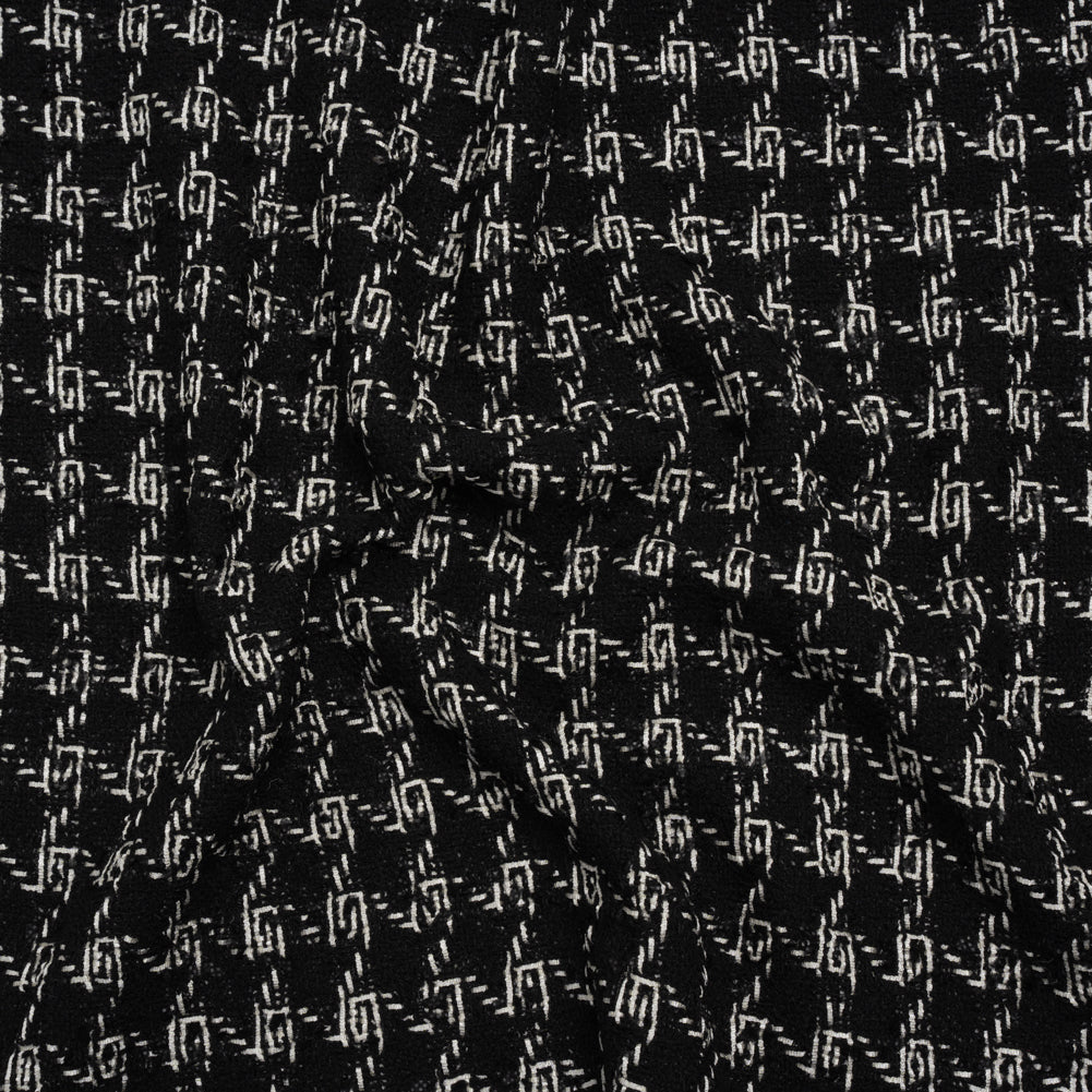 Crepe Polyester Woven - Black and White Plaid - Deadstock