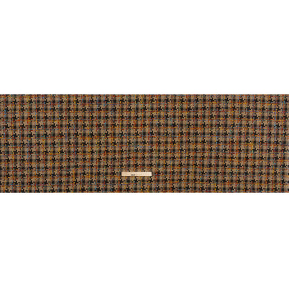 Wool Blend Tweedy Boucle Woven - Brown, Beige and Rainbow Blocky Houndstooth