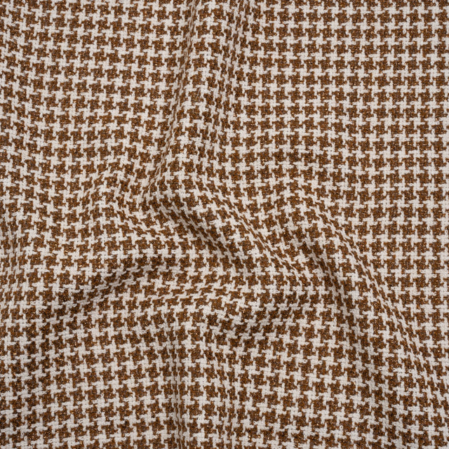 Metallic Tweed - White and Brown Houndstooth - Deadstock
