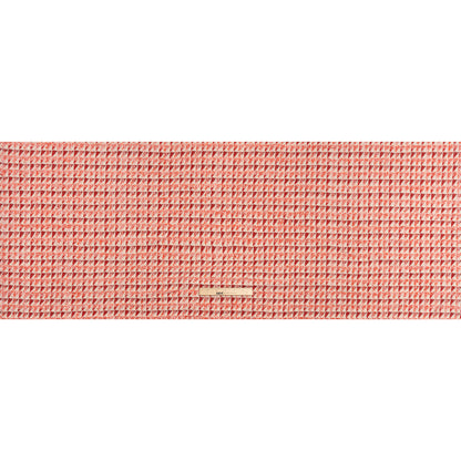 Heavy Polyester Woven with Short Fringe - Ivory and Red Triangles - Deadstock