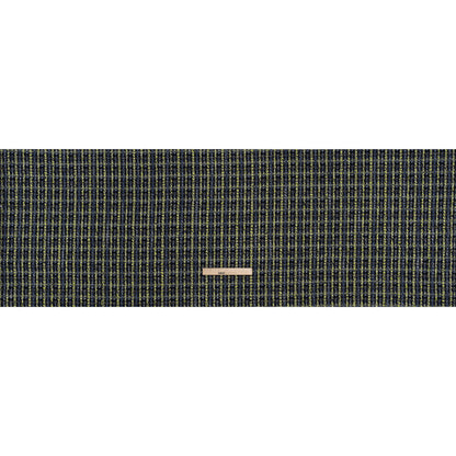 Cotton and Polyester Woven Tweed - Blue and Lime Green Ribbed Plaid - Deadstock