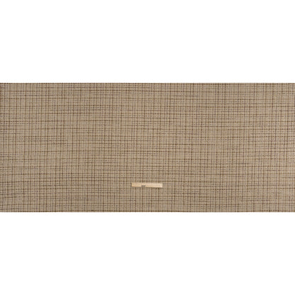 Metallic Polyester Tweed - Beige, White and Burgundy Plaid with Gold Accents - Deadstock