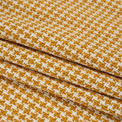 Metallic Tweed - White and Mustard Yellow Houndstooth - Deadstock