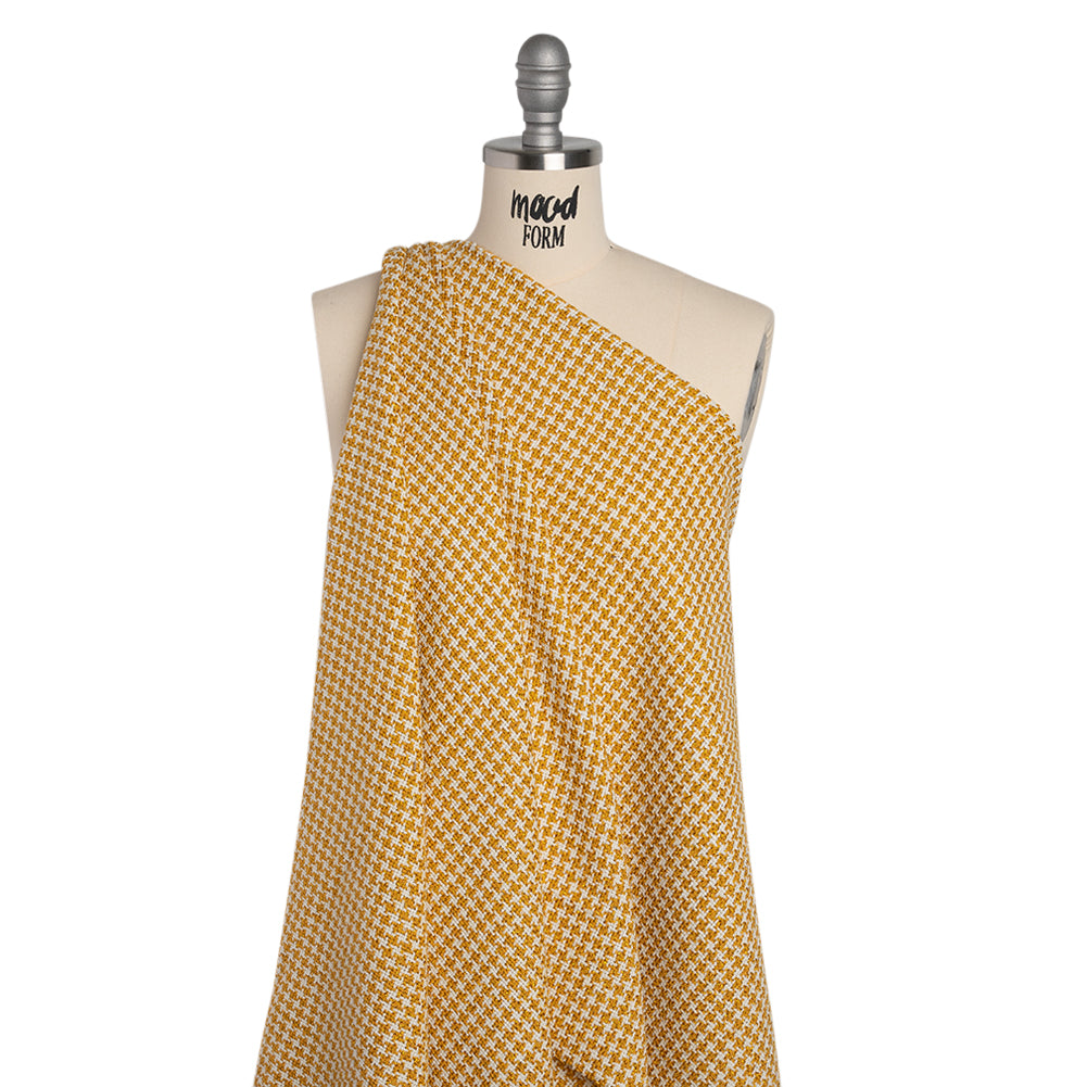 Metallic Tweed - White and Mustard Yellow Houndstooth - Deadstock