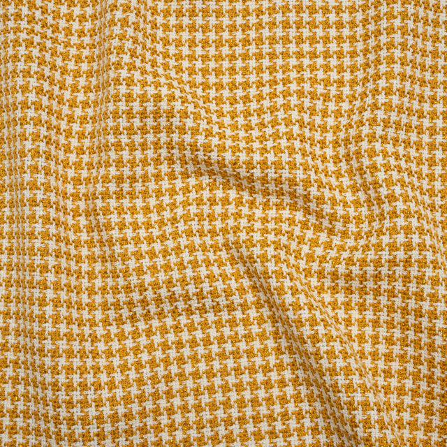 Metallic Tweed - White and Mustard Yellow Houndstooth - Deadstock