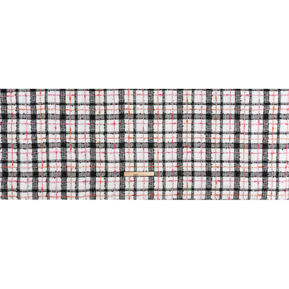 Slubbed Gauzy Polyester Woven - Black, White and Pink Plaid - Deadstock