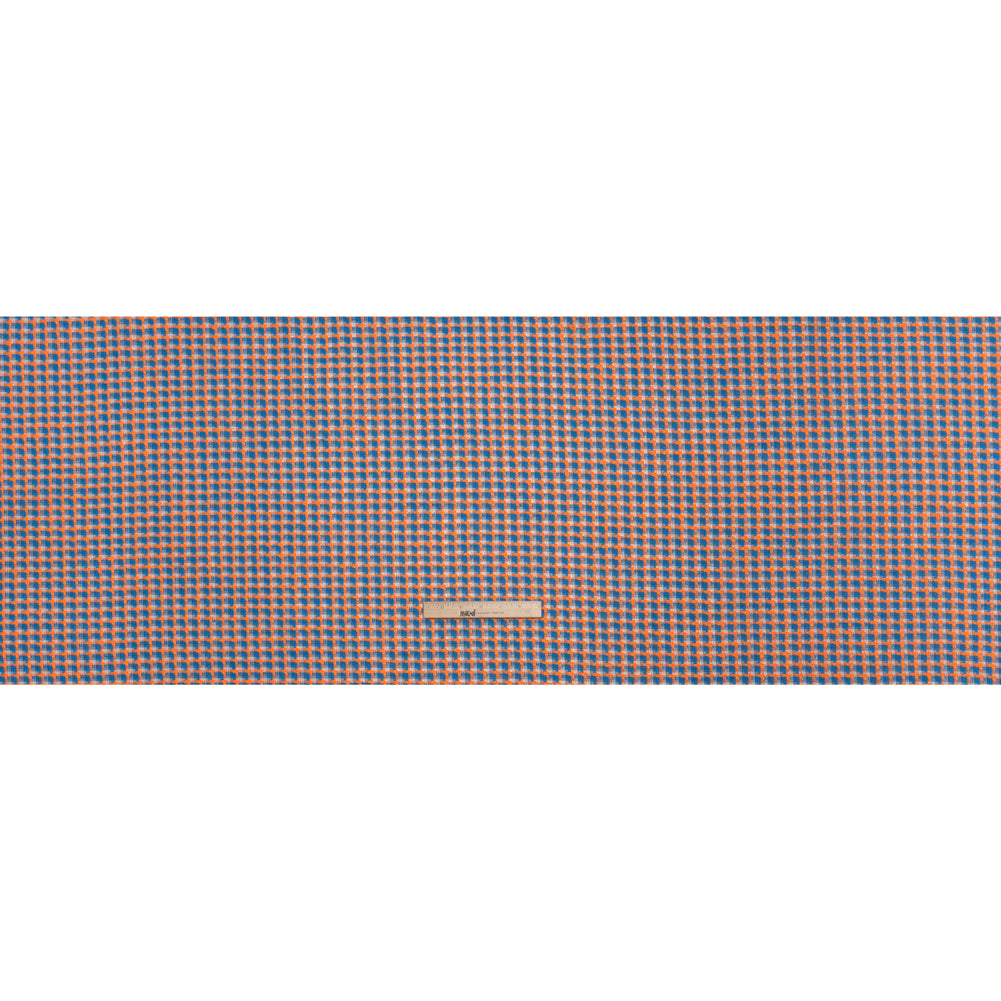 Polyester Woven - Blue, Orange and White Plaid - Deadstock - Full