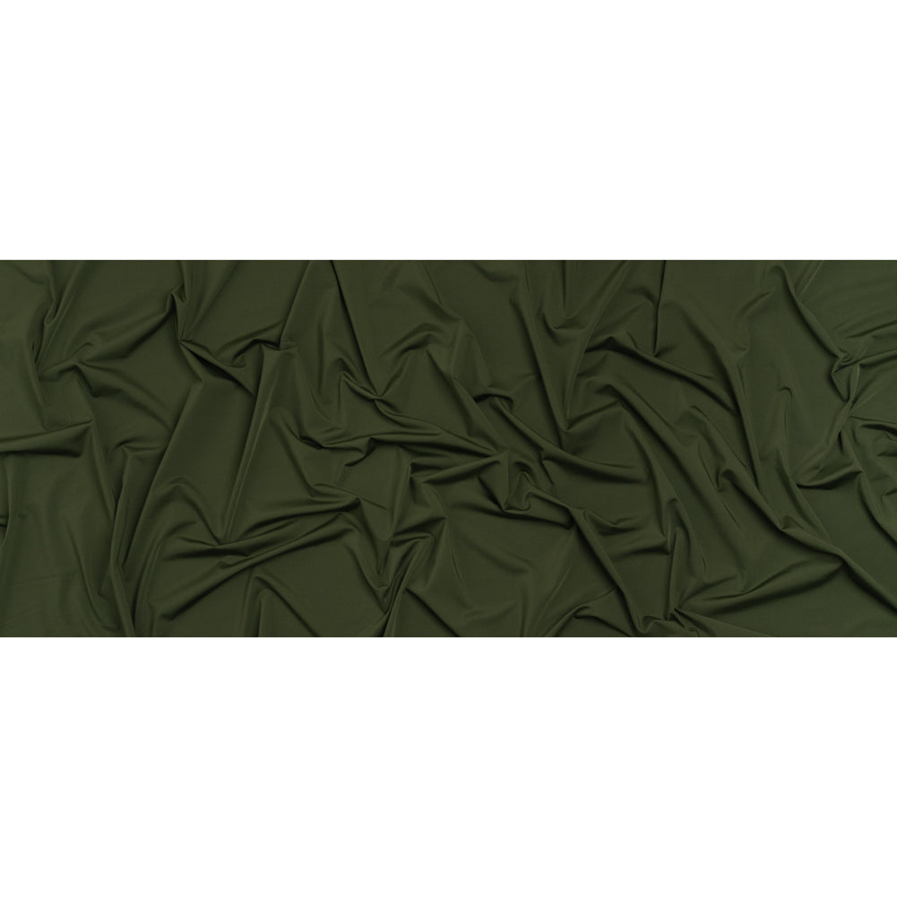 Stretch Nylon Interlock Knit - Olive Green - Designer Deadstock