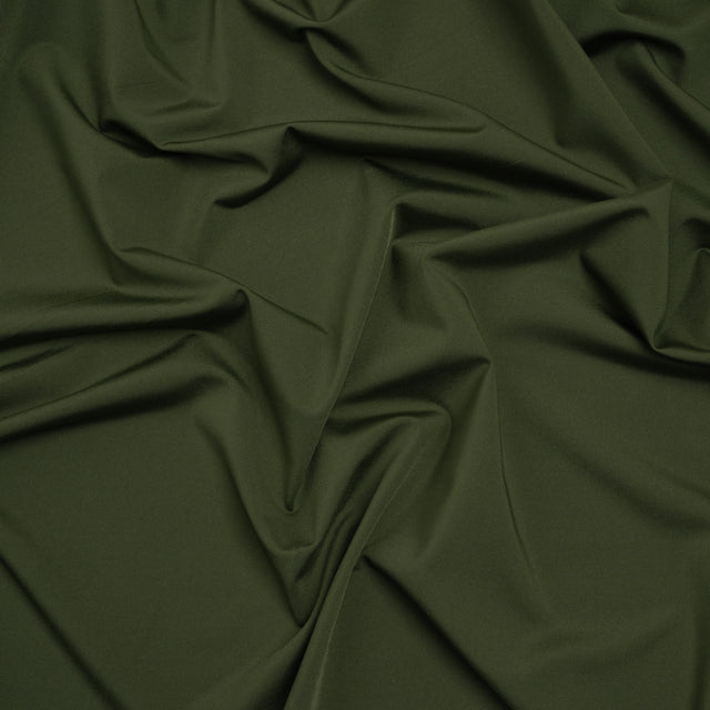 Stretch Nylon Interlock Knit - Olive Green - Designer Deadstock