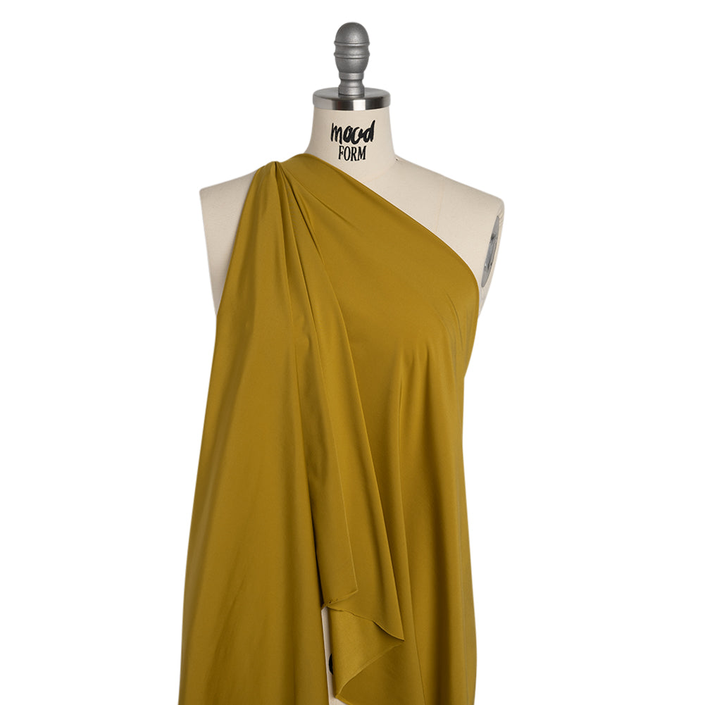 Stretch Nylon Interlock Knit - Golden Olive - Designer Deadstock - Drape