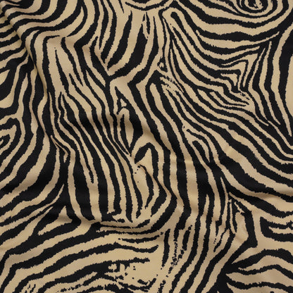 Stretch Nylon Interlock Knit - Beige and Black Zebra Stripes - Designer Deadstock
