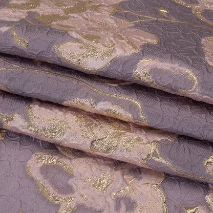 Metallic Brocade - Lilac, Baby Pink and Gold Flowers on Flowers
