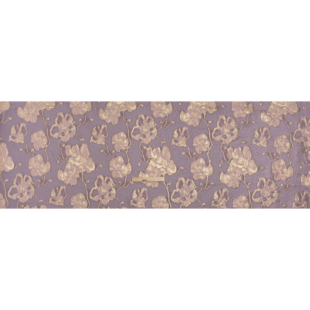 Metallic Brocade - Lilac, Baby Pink and Gold Flowers on Flowers - Full
