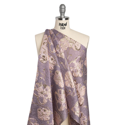 Metallic Brocade - Lilac, Baby Pink and Gold Flowers on Flowers