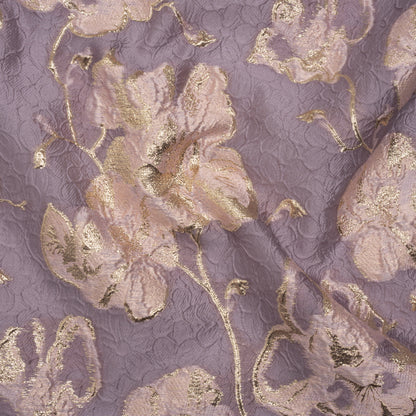 Metallic Brocade - Lilac, Baby Pink and Gold Flowers on Flowers