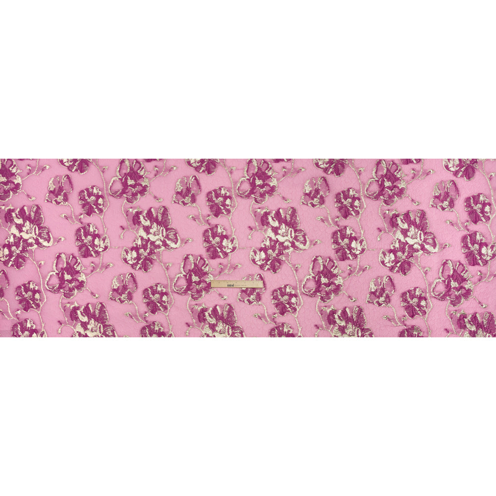 Metallic Brocade - Pink, Magenta and Gold Flowers on Flowers - Full