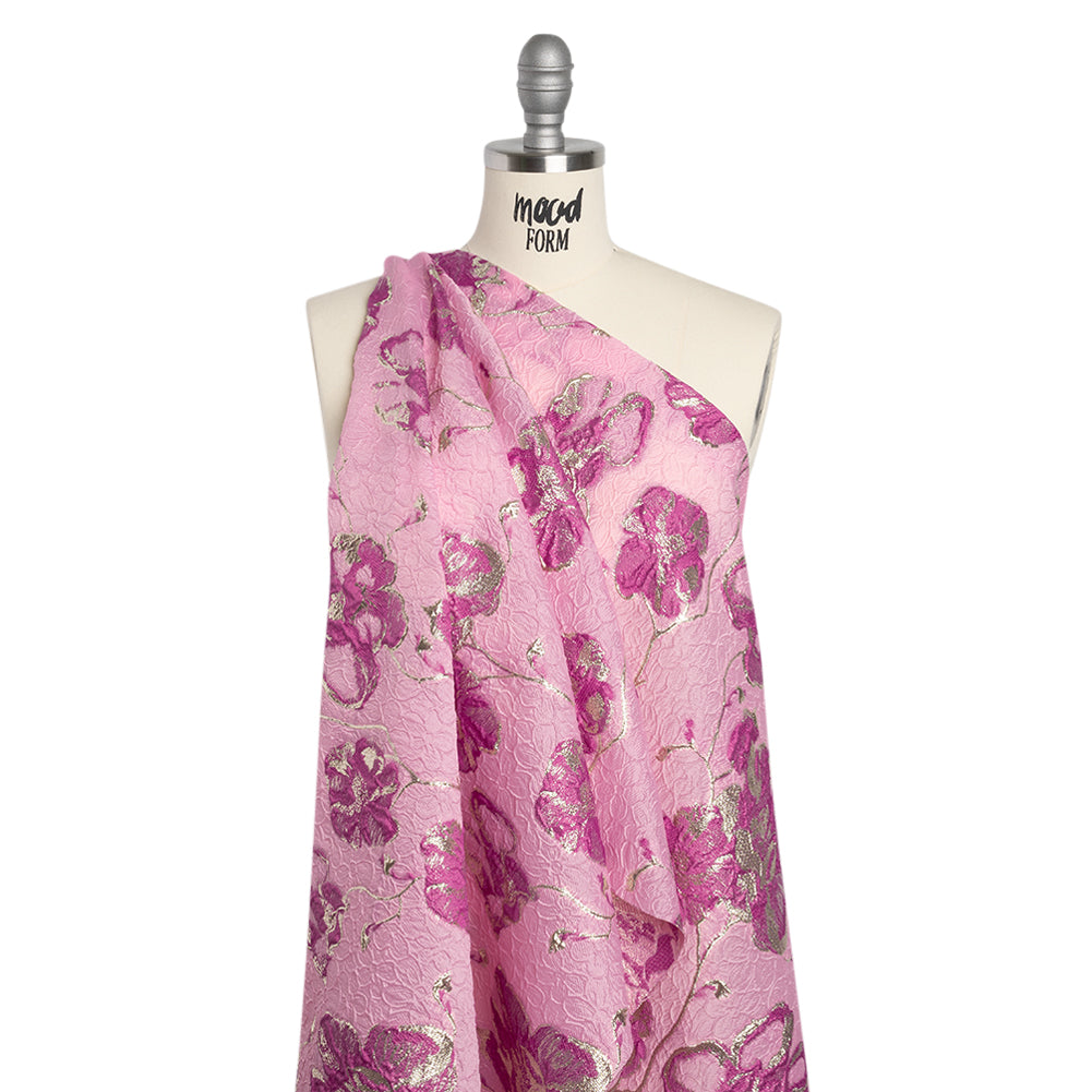Metallic Brocade - Pink, Magenta and Gold Flowers on Flowers - Drape