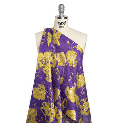 Metallic Brocade - Purple, Yellow and Gold Flowers on Flowers