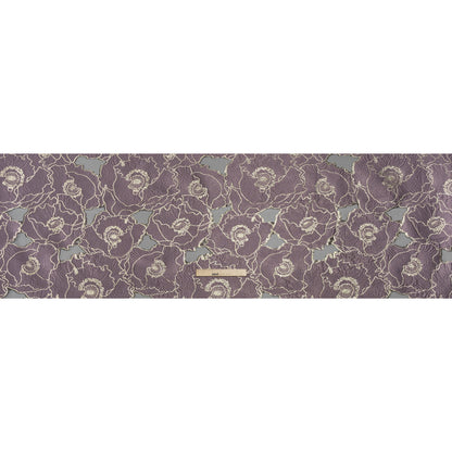 Metallic Burnout Brocade - Plum Purple and Gold All-Over Outlined Flowers