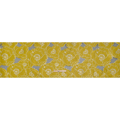 Metallic Burnout Brocade - Gamboge Yellow and Silver All-Over Outlined Flowers