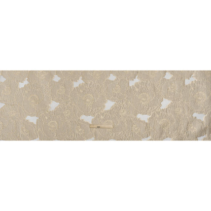 Metallic Burnout Brocade - Pale Beige and Gold All-Over Outlined Flowers
