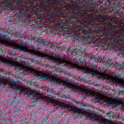 Metallic Brocade - Magenta, Turquoise and Rose Gold Mottled Abstract