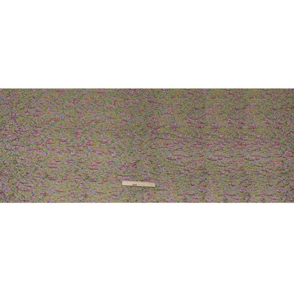Metallic Brocade - Mustard Yellow, Green and Purple Mottled Abstract - Full